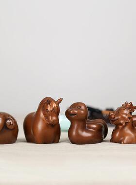 紫十二爱生肖鼠牛虎兔蛇马羊猴鸡紫铜可爱狗猪可摆件客厅装铜饰品
