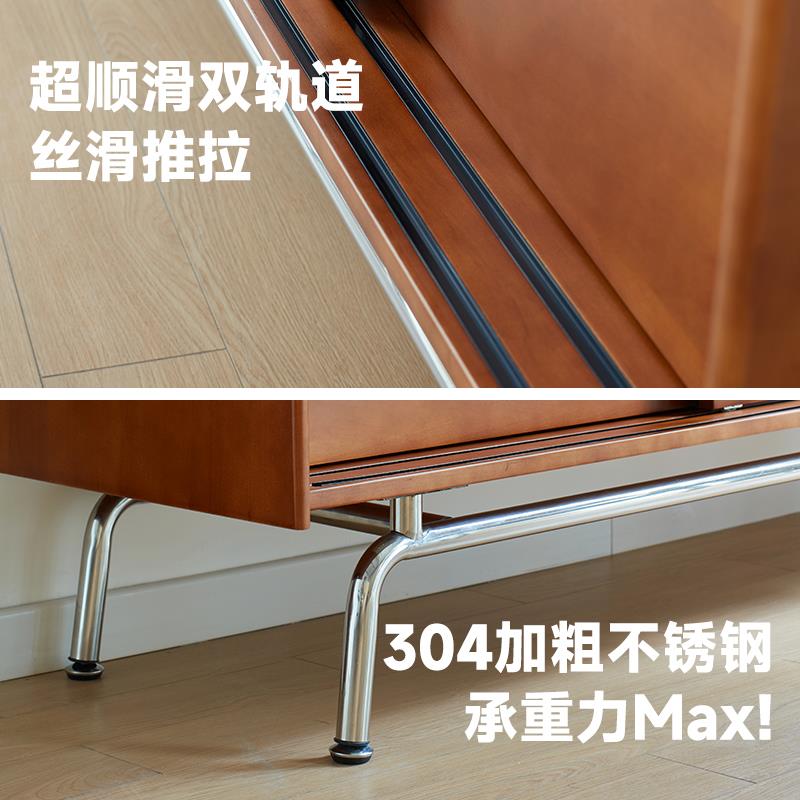 觅墨中古实木饭厅边柜靠墙一体小餐柜客厅法式覆古茶水收纳柜 - 图3