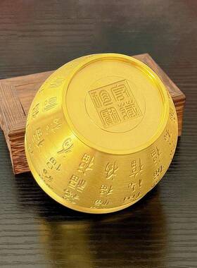 黄铜百福缸聚宝盆精碗招财米缸财神金蟾大号家用工艺品桌面摆件