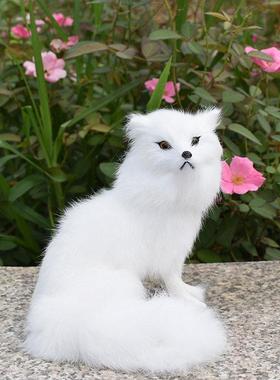 仿真狐狸模型仿真白狐工艺品装饰道具摆件毛绒玩具小狐狸玩偶饰品