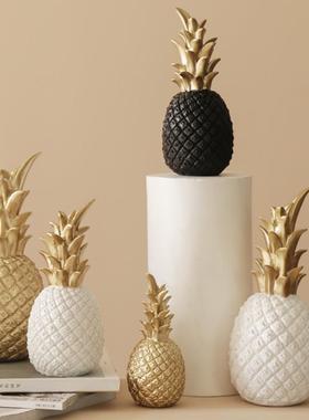 酒柜摆件客厅2025新款北欧INS创意金色菠萝客厅电视柜桌面装饰家