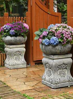 人CNR造石墩子花盆底座一对盆景架庭两院小院子大架门鼓口侧花石