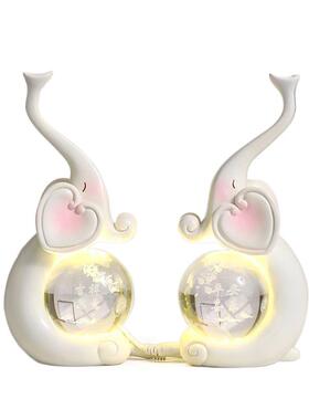 大象水晶球小夜灯电视柜酒柜客厅摆件高档玄关装饰