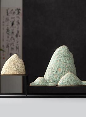 Rzone 新中式枯山水景观陶瓷假山电视柜装饰桌面摆件客厅家居饰品