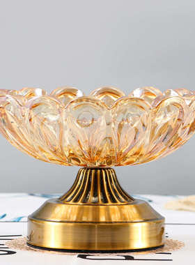 欧美经典水晶玻璃果盘摆件家居多功能果盆摆件客厅茶几餐桌装饰