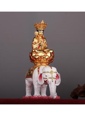 高档纯铜万年寺普贤菩佛像摆件古放法铜鎏金普贤家萨居摆可纯定纯
