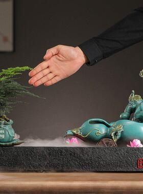 陶瓷葫芦流水摆件循环水轮风水轮客厅办公室茶几水景财富开幕礼