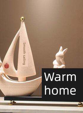 一帆风顺帆船摆件新中式暖居玄关电视柜展示柜装饰品乔迁搬家礼物