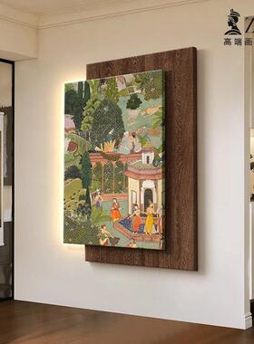 20250419绿色鸟中古风入户飞玄关装饰画复艺立体挂画正对门古走术