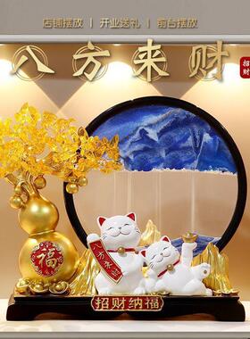 招财发财鹿系纳福葫芦招财猫办沙流画家居客乔厅玄关摆件公室迁开