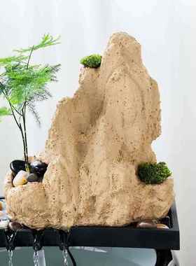 古都新中式鱼池假山造景水景循环流水器摆件石槽鱼缸吸水陶瓷配件