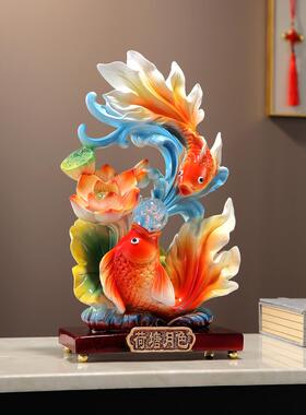 年年有余锦鲤鱼招财摆件客厅家居酒柜乔迁新居办公室装饰如鱼得水
