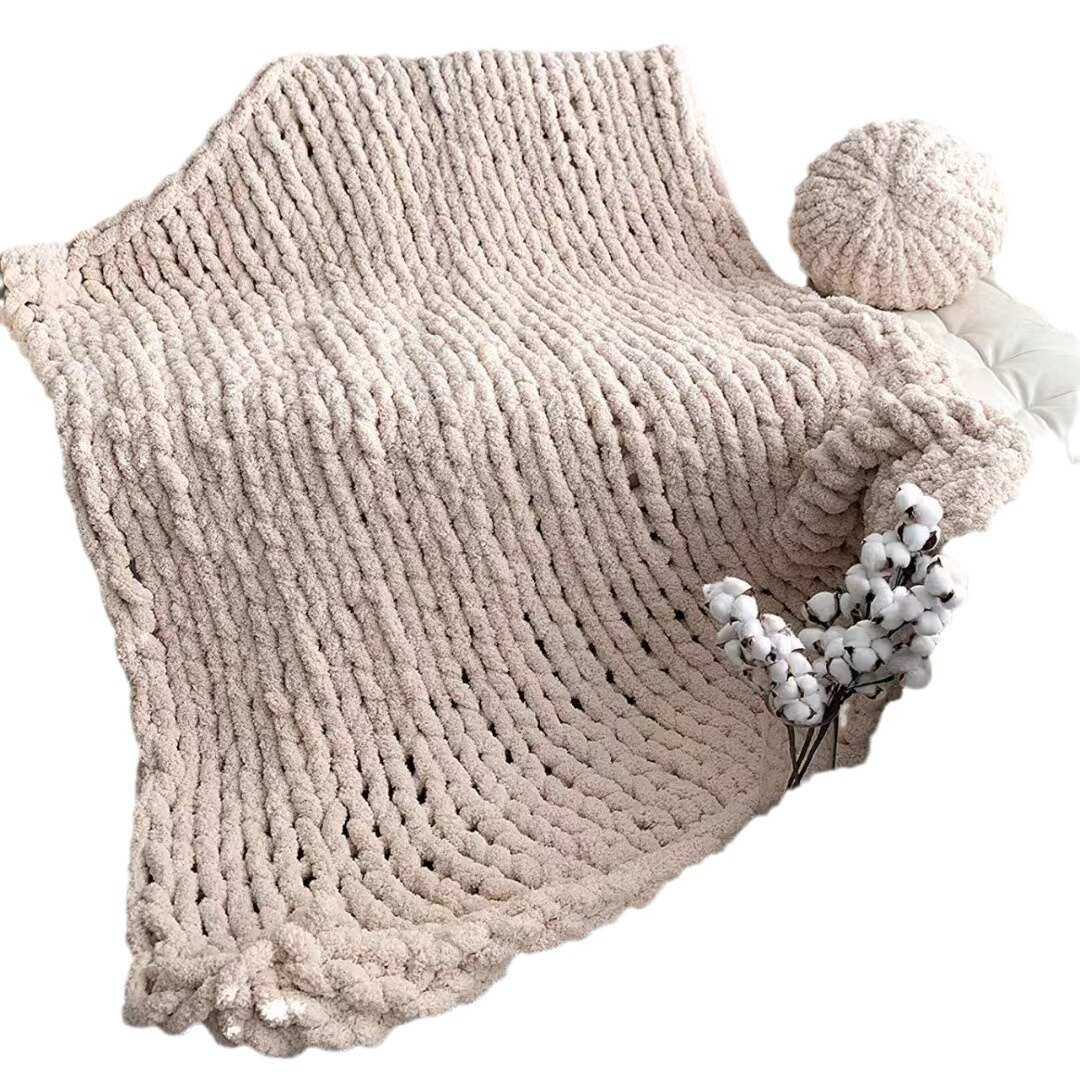 手工编织diy彩虹毯子猫尾巴线编织坐垫毛线手织被子不掉毛不掉色,淘宝优惠券,粉丝福利购,淘宝优惠卷