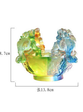 古法琉璃四方金蟾聚宝盆办公室摆件滚滚开业礼品量大联系优惠