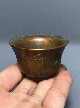 仿古古玩杂项收藏梅兰竹菊酒杯酒盅纯铜酒杯小酒杯工艺品摆件