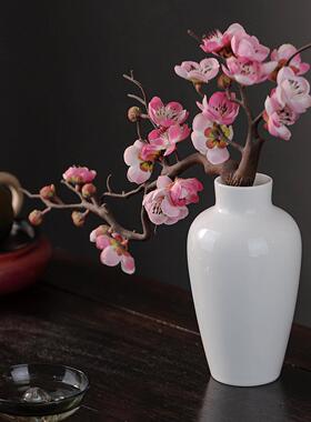 丝鼎中式陶瓷花插羊脂玉白瓷花器客厅书房桌面办公卧室装饰小花瓶