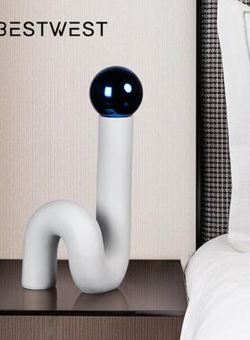 Bestwest现代创意抽象树脂电镀工艺品摆件轻奢家居样板间装饰品