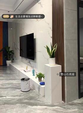 大理石雕塑基础桌入口石板电视柜旁边的地板客厅花架装饰基础桌