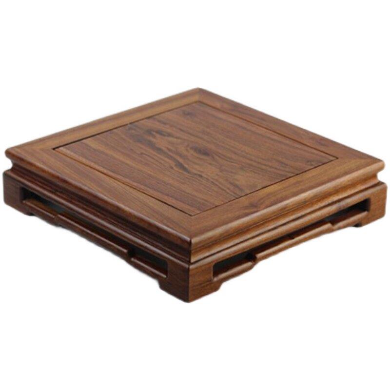 Mahogany Ming and Qing small rectangular table, rare stone and jade ornaments, antique bonsai Buddha statue, solid wood base bracket