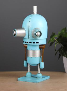 饰仿真小蓝人器人模型铁机具皮工艺品创意酒吧橱551窗陈列道装品