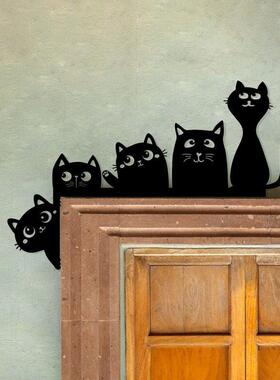 外贸 金属工艺礼品摆饰黑色猫咪门框门角装饰门顶装饰窗户室内墙