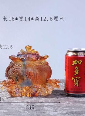 琉璃祥龙聚宝盆聚宝袋家居酒柜装饰品摆件工艺品办公摆设