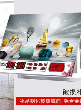 电表箱万年历装饰画冰晶镜面显示时间钟表遮挡总开关电闸箱画配电