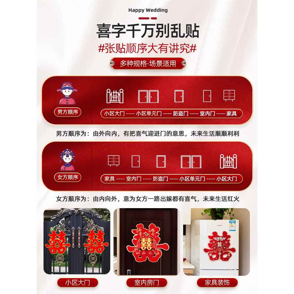 婚庆用品大全结婚喜字婚礼布置门贴婚房装饰大门双喜字贴窗花喜字
