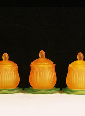 圣水杯琉璃莲花大悲水供杯净水杯供杯观音财神水杯