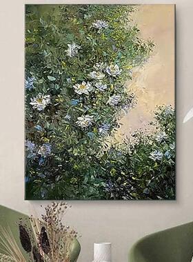 北欧森林田园喷绘肌理感小众艺术装饰画绿植花卉客厅玄关绿色挂画