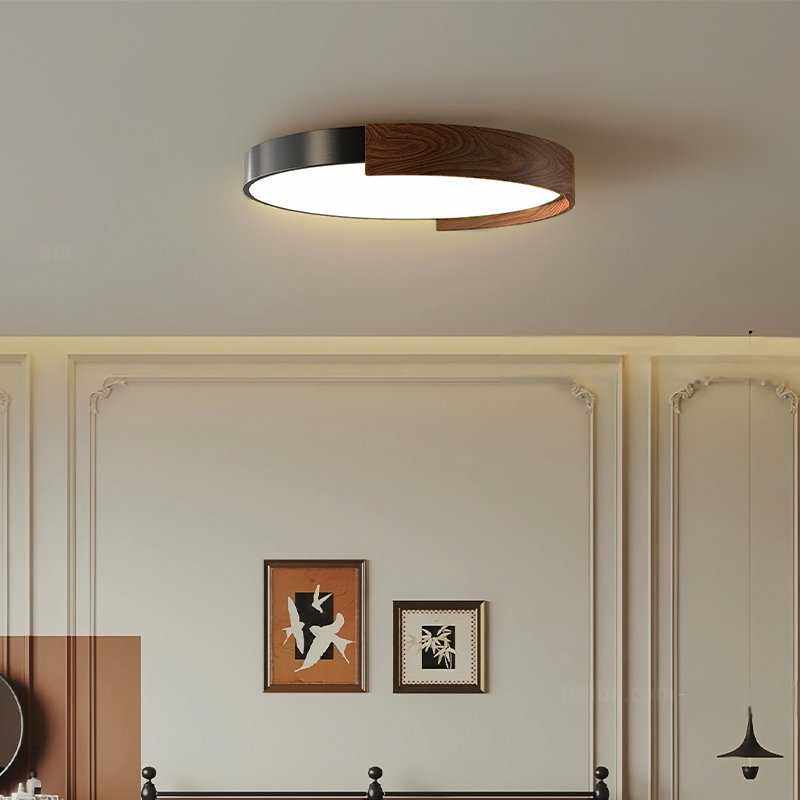 意式极简胡桃木色客厅吸顶灯日式侘寂风卧室灯护眼书房圆形吸顶灯,淘宝优惠券,粉丝福利购,淘宝优惠卷
