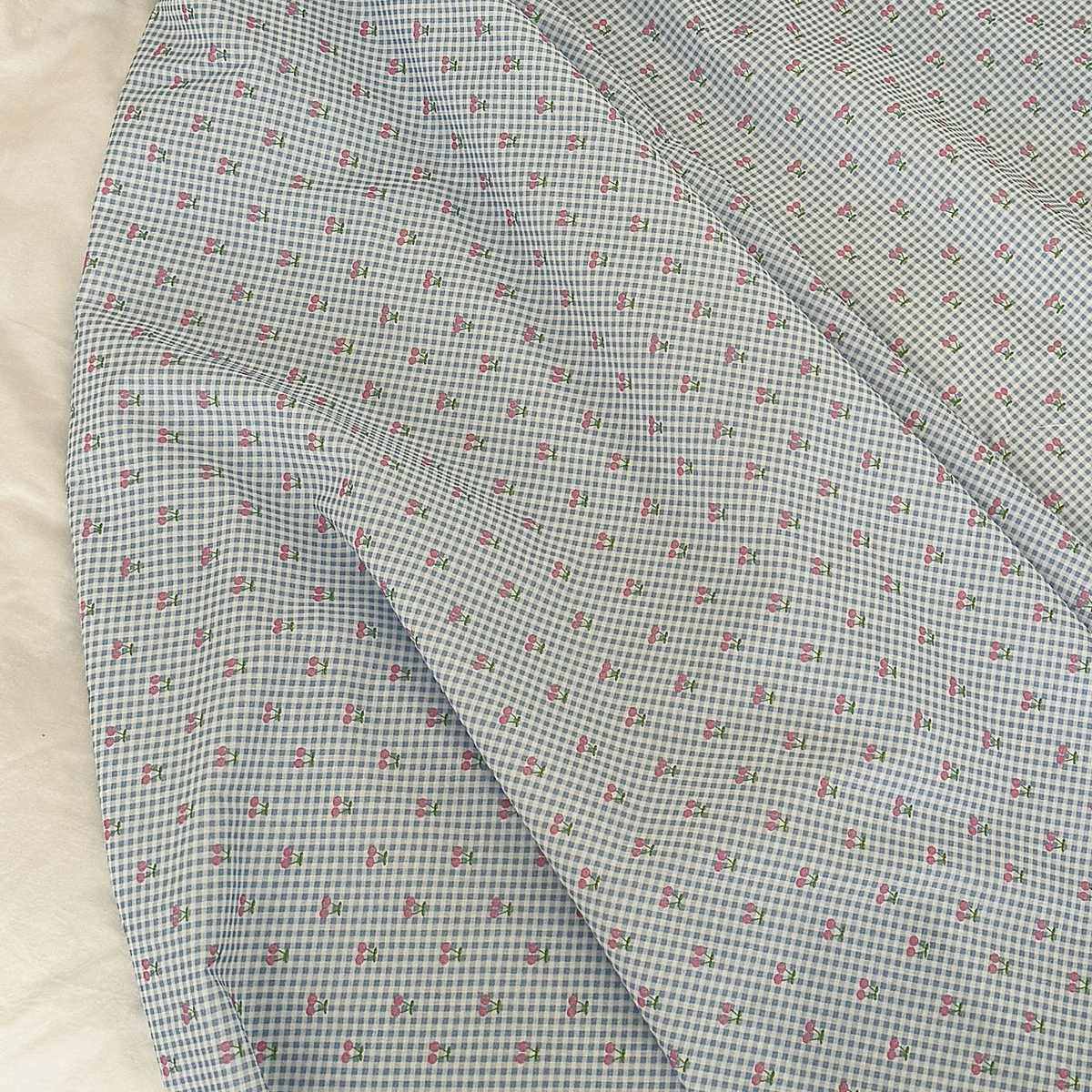 全棉平纹60支数码印花布料 格子樱桃花布手工diy箱包发饰童装面料,淘宝优惠券,粉丝福利购,淘宝优惠卷