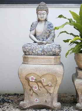 高档创意摆件中式意佛台像庭院装户外花园禅阳布置客厅艺术玄关摆