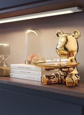 2025年新款客厅摆件旺宅摆件陶瓷托盘入户玄关钥匙收纳置物架客厅