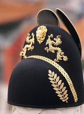 乌衣巷翼善冠明制汉服帽子男新郎帽锦衣卫飞鱼服配帽官帽皇帝龙帽