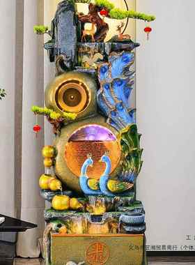 新款假山流水喷泉客厅循环水生财景观风水轮办公室落地装饰品摆件