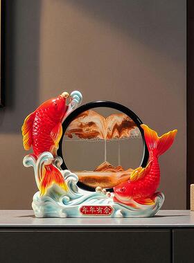 直销新款新中式年年有鱼摆件创意客厅酒柜玄关摆设工艺品网红礼品