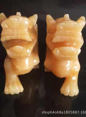 貔貅貔貅玉石手工黄玉开业飞天一对米摆件貔貅工艺礼品