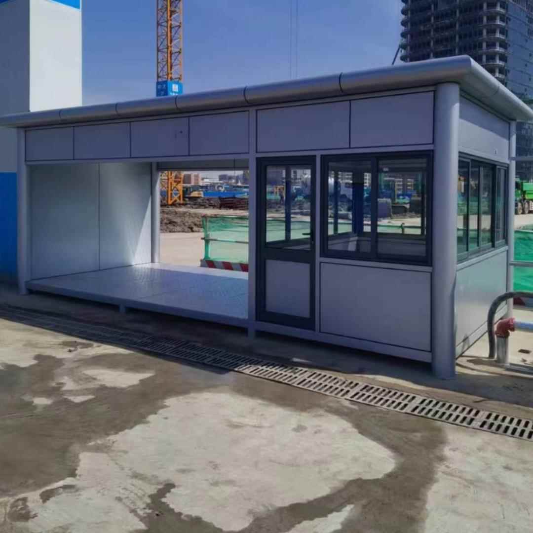 厂家铝板成品保安执勤室岗亭简易户外钢结构门卫物业值班室 - 图0