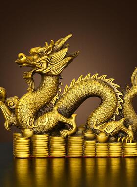 铜龙摆件黄铜聚宝盆龙祥云龙葫芦龙生肖龙家居办公室装饰工艺礼品