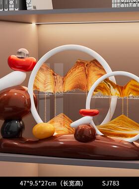 正品轻奢高档时来运办转沙画摆件客柜厅玄关电视柜酒创意装饰流品