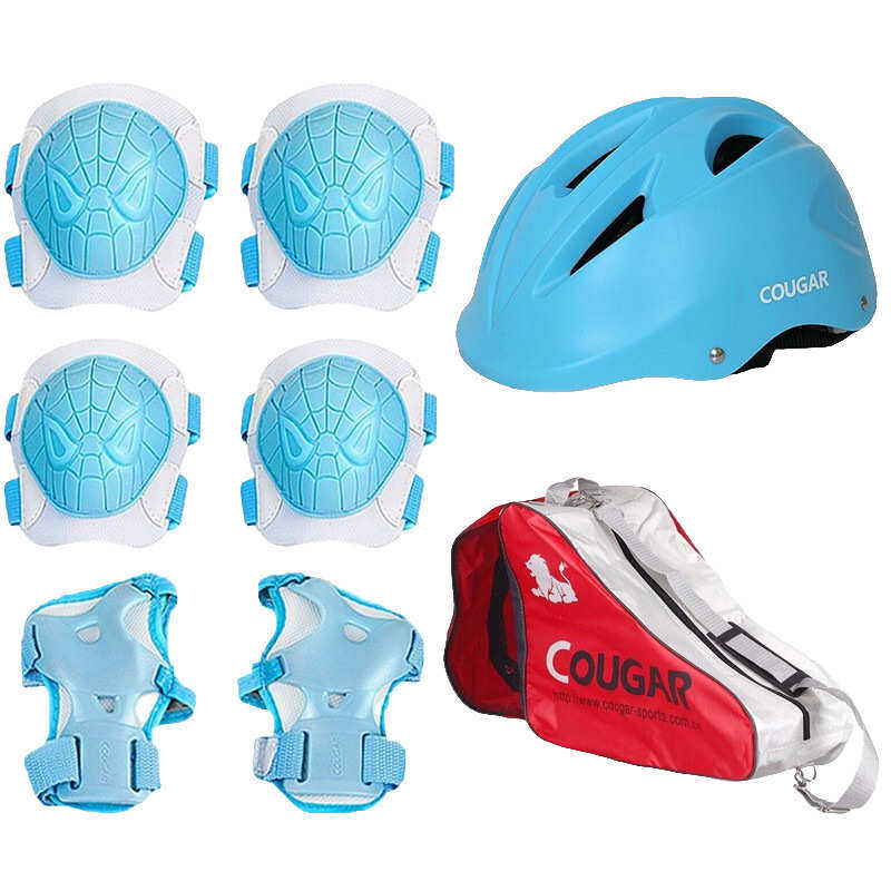 美洲狮儿童护具旱冰溜冰鞋滑冰轮滑滑板护具轮滑头盔护膝六件套装,淘宝优惠券,粉丝福利购,淘宝优惠卷