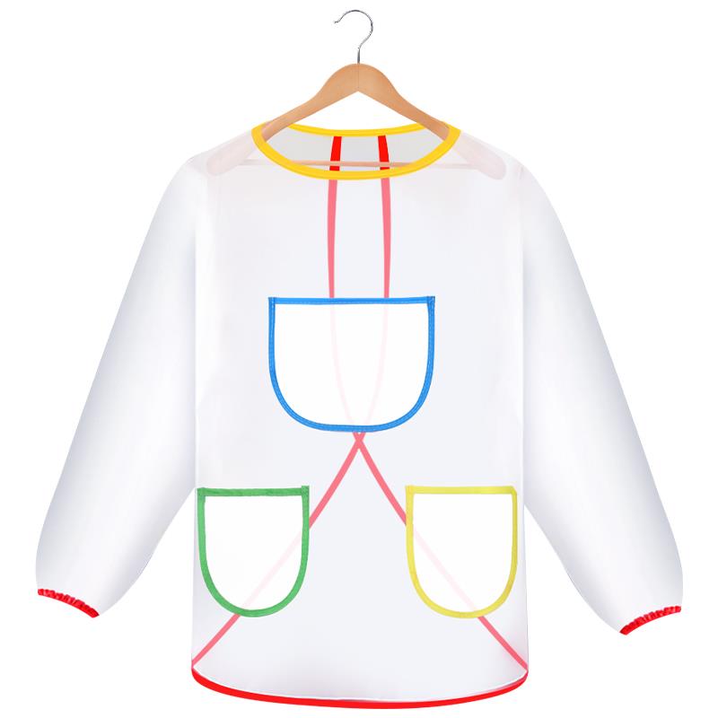 Children's apron waterproof painting smock transparent long-sleeved bib anti-dirty painting art student special graffiti reverse dressing