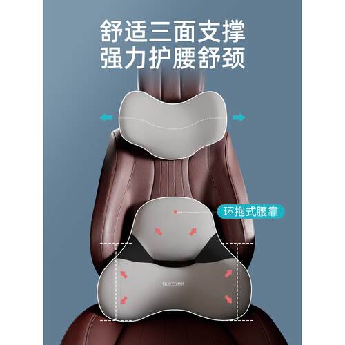 汽车腰靠护腰车载靠枕腰垫司机久坐支撑腰托座椅护颈头枕 - 图2