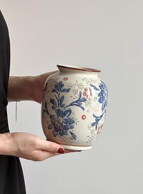 花瓶摆件客厅插花陶瓷青花瓷水养鲜花花器覆古陶罐玄关桌面装饰