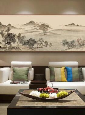新中式沙发背景墙装饰画客厅风水靠山国画山水水墨挂画大尺寸壁画
