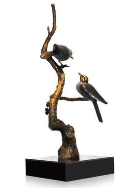 喜上眉梢喜鹊铜工艺品摆件树枝喜鹊铜雕塑办公室家居装饰品摆设