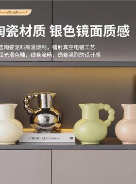 NHHP102奶油风瓷瓶摆件郁金香仿真花花现代轻奢高陶客厅酒档柜玄