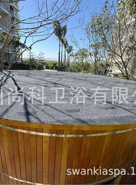 户外红雪松圆桶桑拿房汗蒸室外圆桶汗蒸房哈维亚炉全景视窗沥青瓦