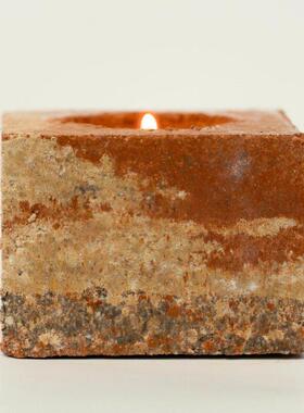 复古手工定制夯土砖块烛台客厅卫生间房间装饰摆件商业咖啡厅书店